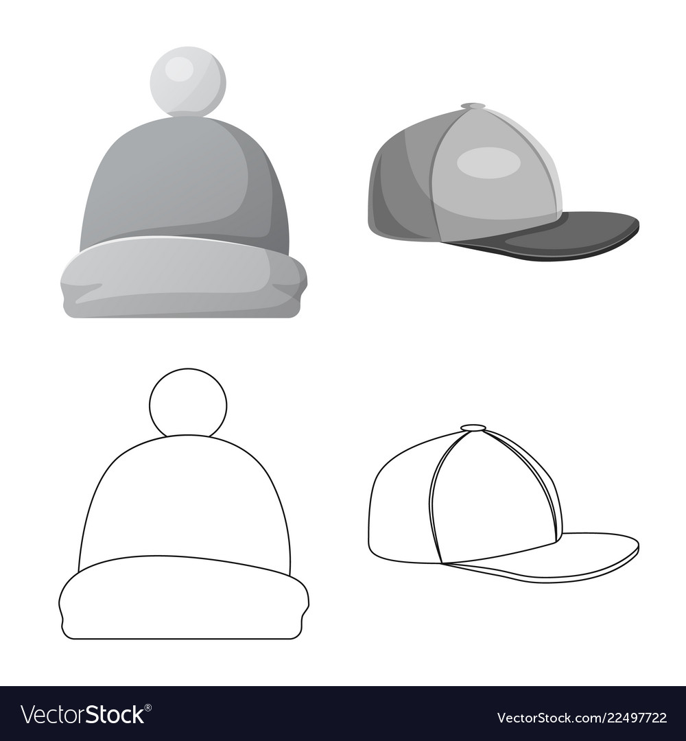 Isolated object of headgear and cap symbol set