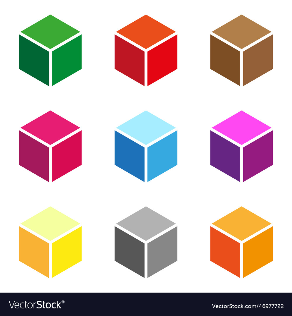Isometric cube element icon cubist abstract 3d vector image Isometric cube element icon cubist abstract 3d