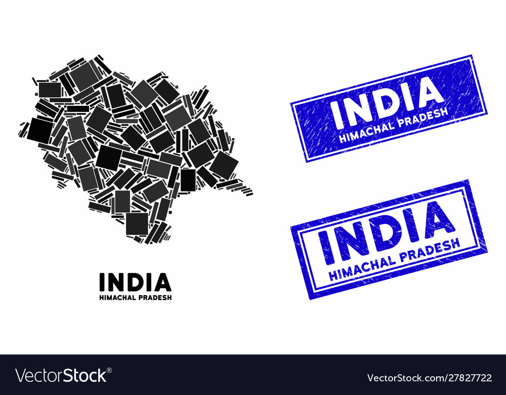 Mosaic himachal pradesh state map and grunge