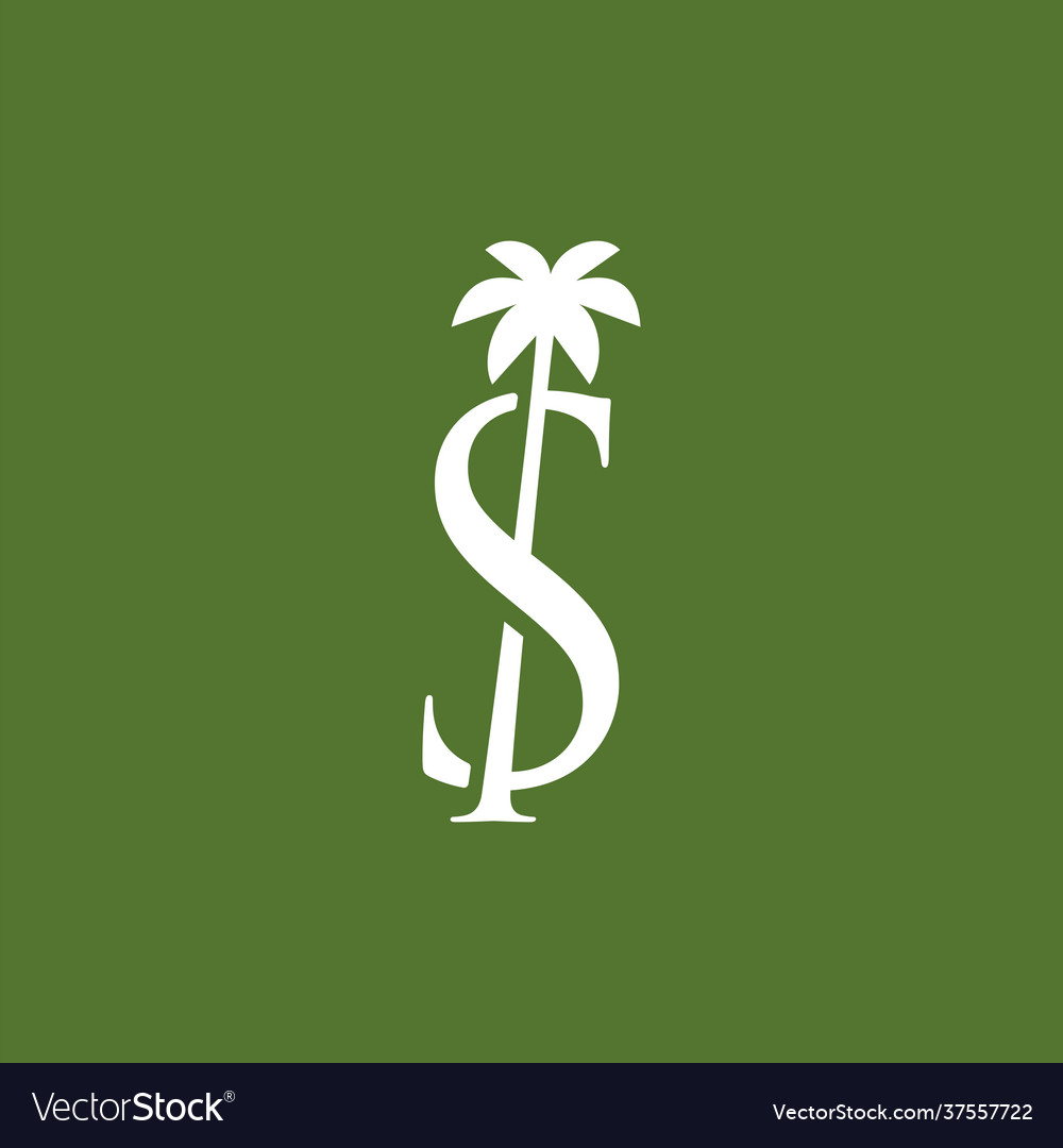 Palm tree s letter mark logo icon Royalty Free Vector Image