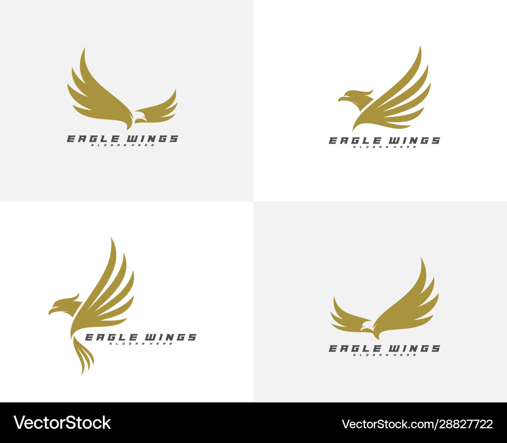 Set flying eagle logo design creative Royalty Free Vector