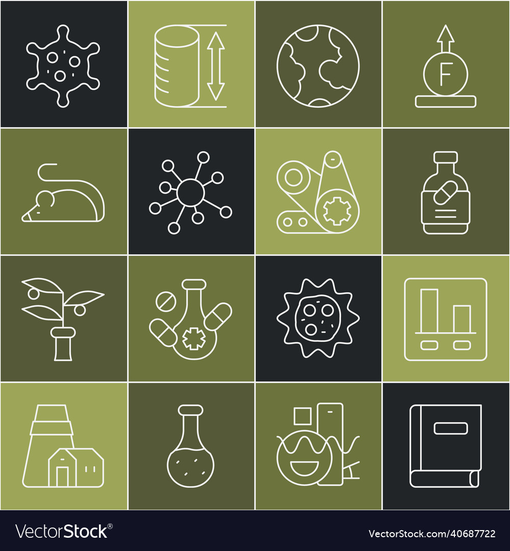 Set line science book graph chart infographic vector image Set line science book graph chart infographic