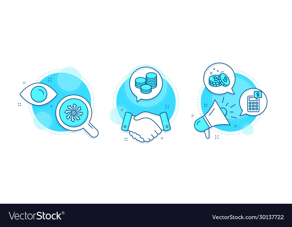 Tips calculator and versatile icons set bitcoin vector image Tips calculator and versatile icons set bitcoin