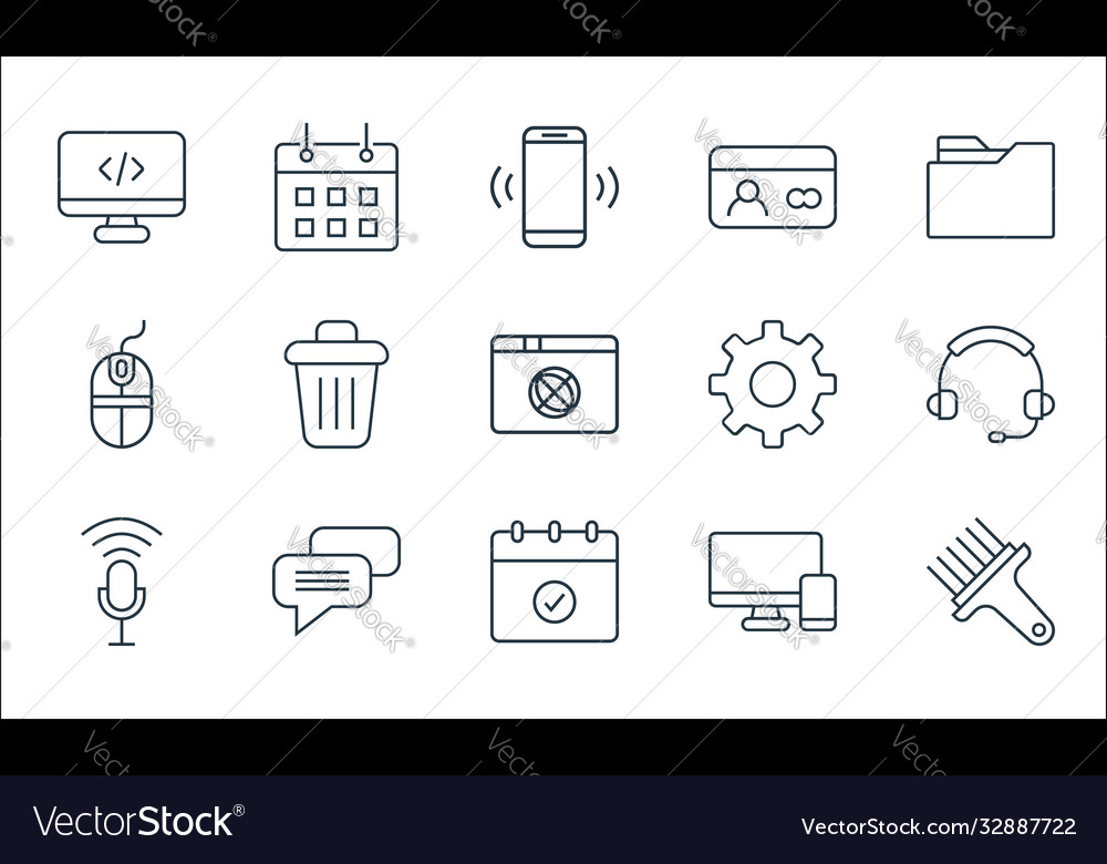 User interface line icons linear set quality vector image User interface line icons linear set quality