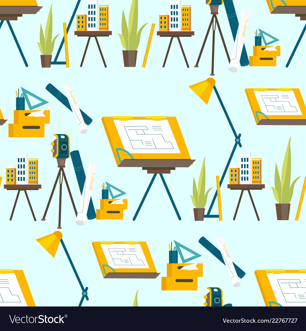 A set of working tools for the architect to work vector image A set of working tools for the architect to work