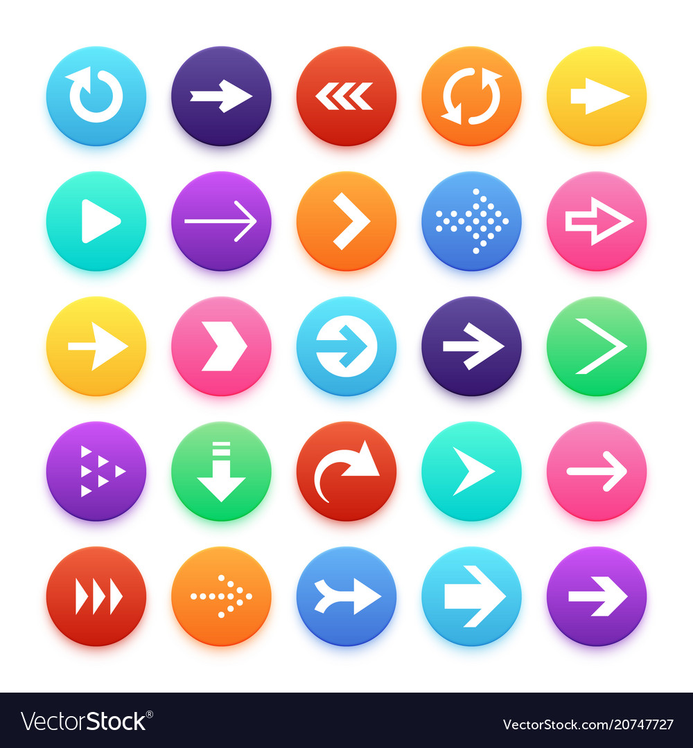 Arrow color web button icons arrowhead and repeat vector image Arrow color web button icons arrowhead and repeat