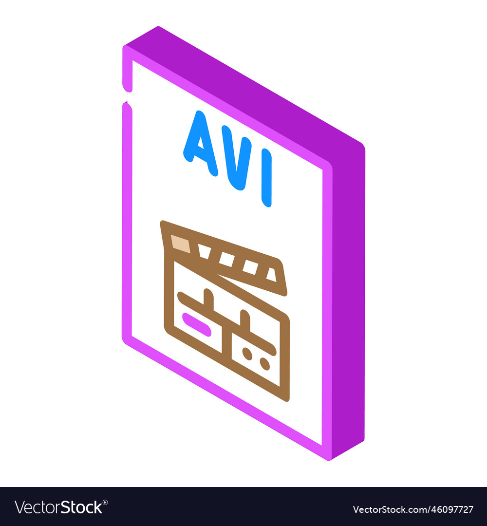 Avi file format document isometric icon vector image Avi file format document isometric icon