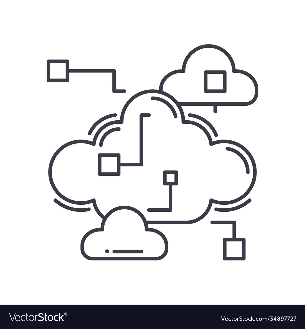 Cloud-Speicherdienst-Symbol linear isoliert