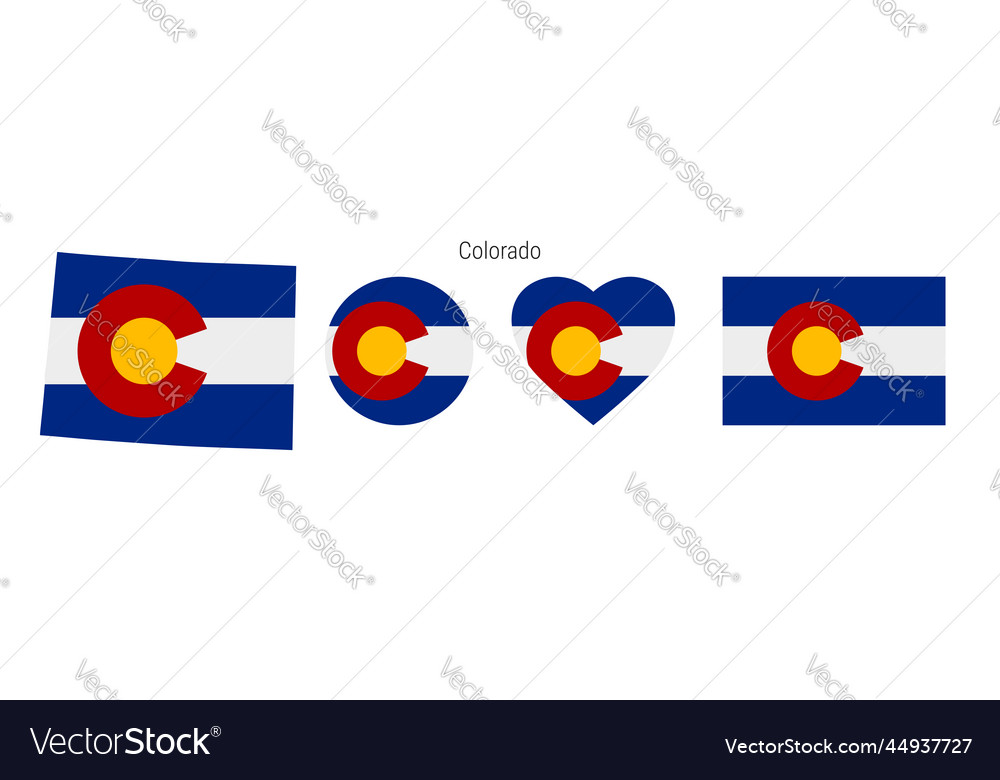 Colorado flag in different shapes icon set flat