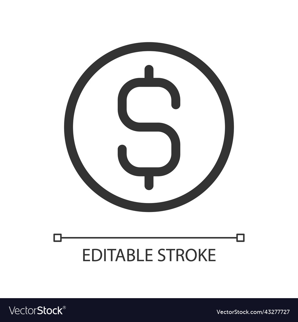 Dollar coin pixel perfect linear ui icon