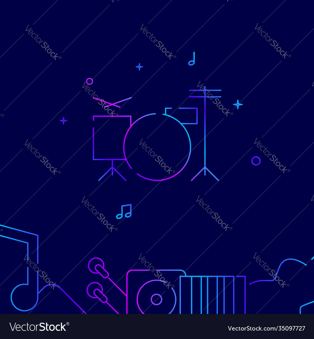 Drum set gradient line icon