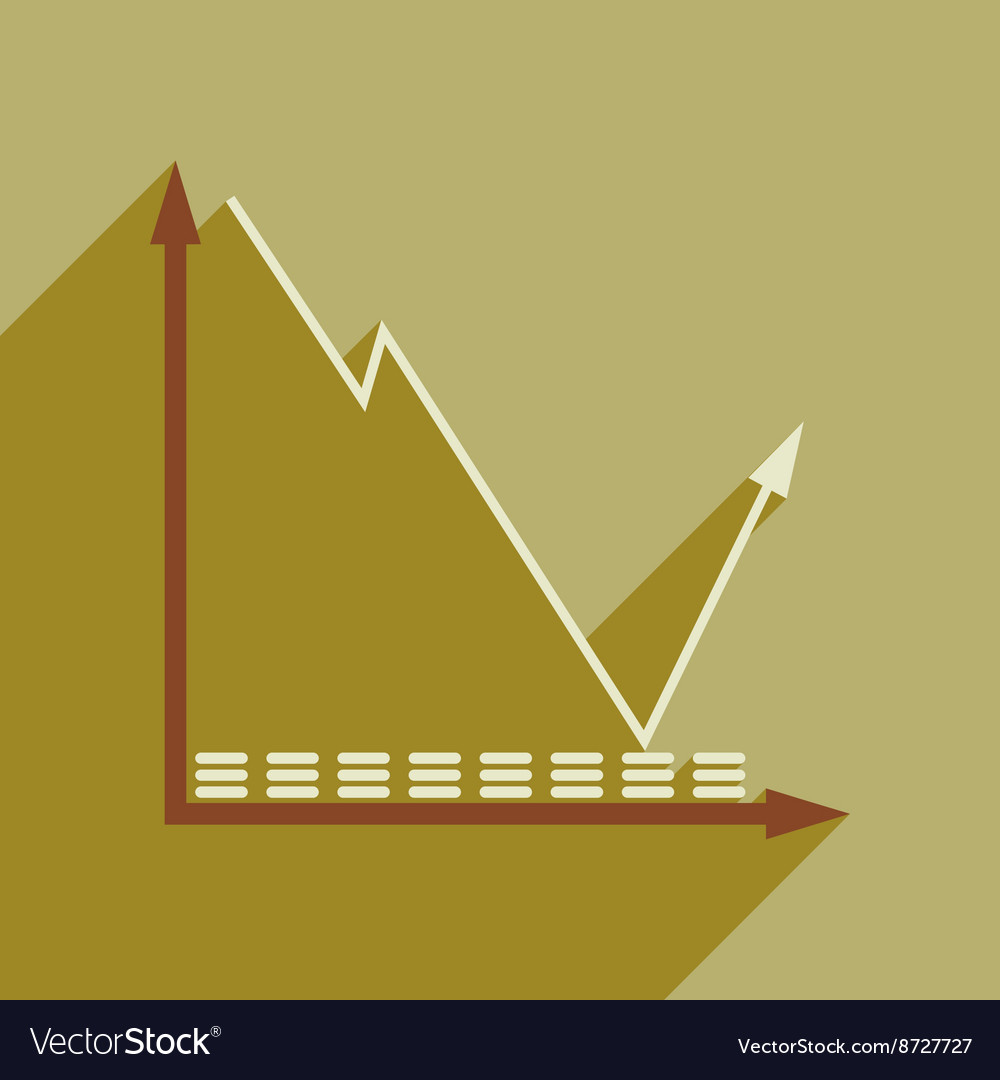 Flat web icon with long shadow economic graph