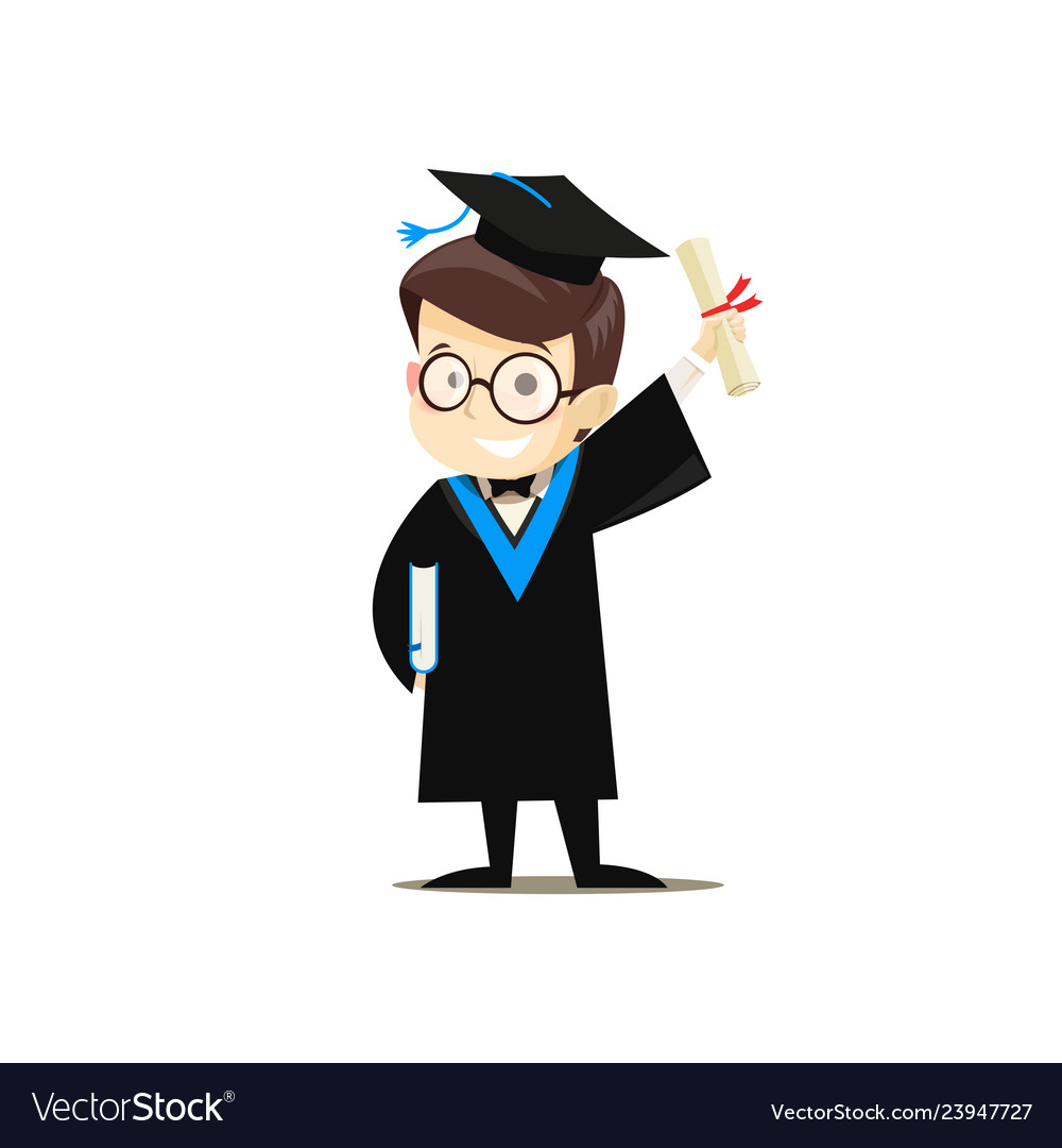 Happy graduate holding a book and diploma