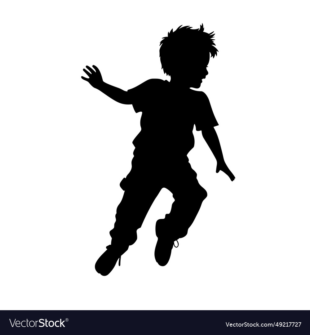 Jumping kid black icon on white background Vector Image