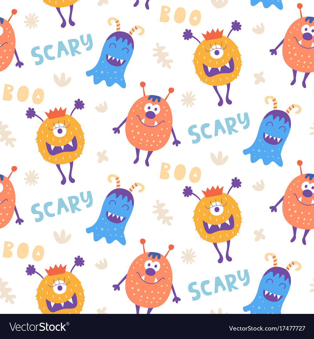 Seamless pattern cute scary halloween