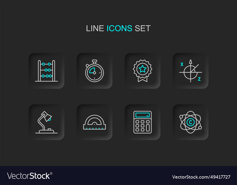 Set line atom calculator protractor grid table vector image Set line atom calculator protractor grid table