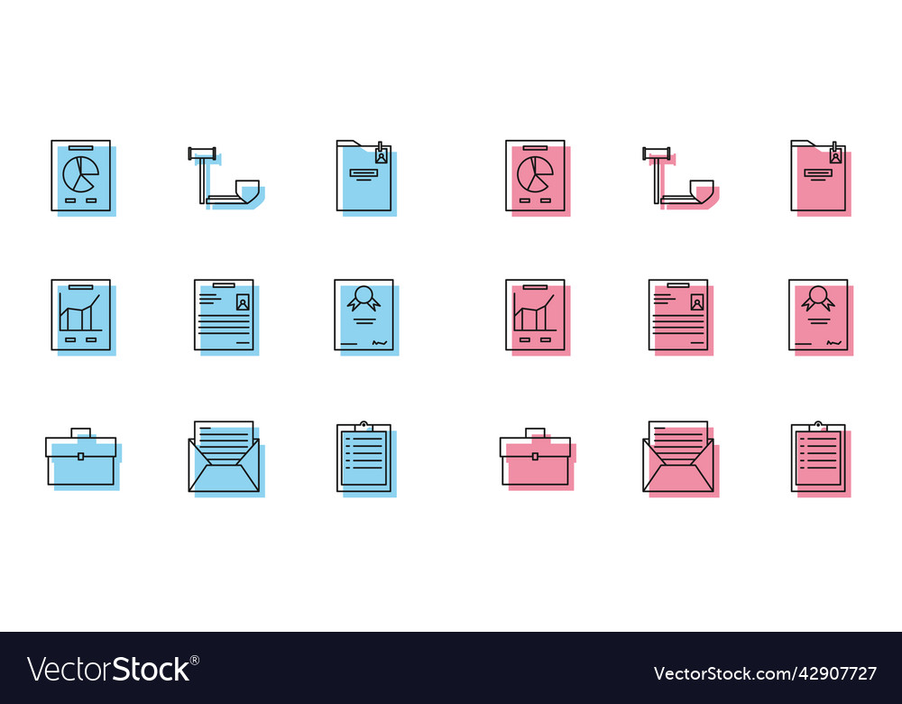 Set line briefcase mail and e-mail document vector image Set line briefcase mail and e-mail document