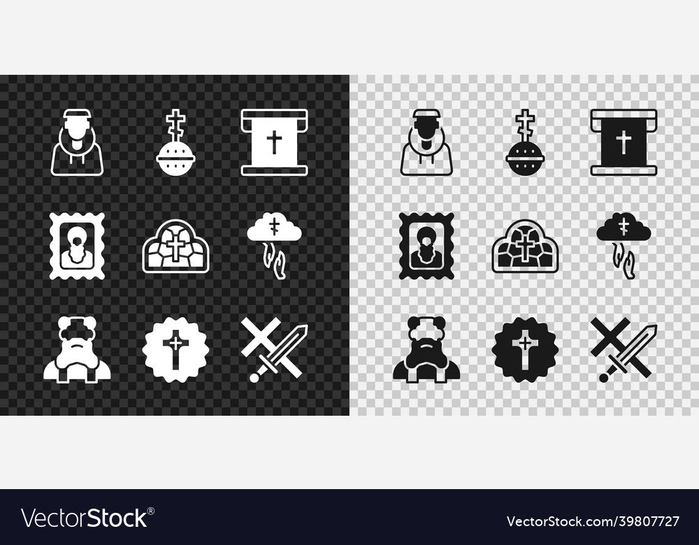 Set monk christian cross flag vector image Set monk christian cross flag