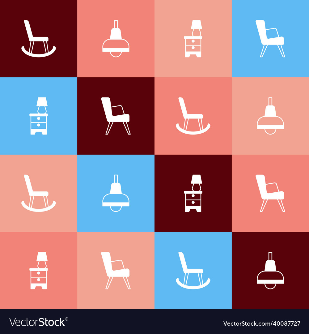 Set pop art armchair lamp hanging furniture Vector Image