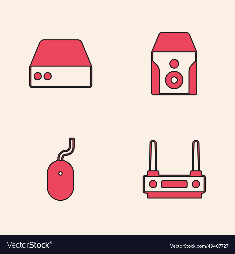 Set router and wi-fi signal server data web vector image Set router and wi-fi signal server data web