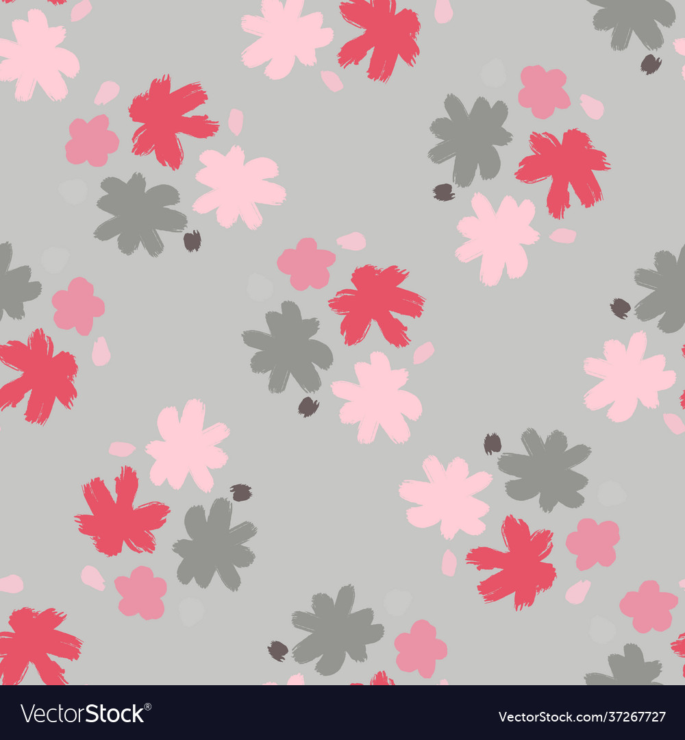 Spring time seamless cute pattern with decorative vector image Spring time seamless cute pattern with decorative