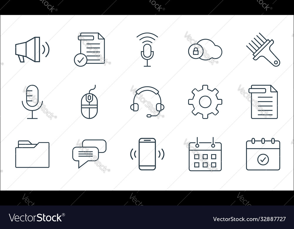 User interface line icons linear set quality vector image User interface line icons linear set quality