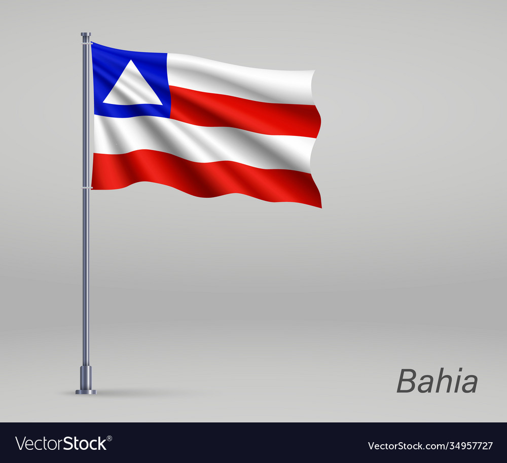Waving flag bahia - state brazil vector image Waving flag bahia - state brazil