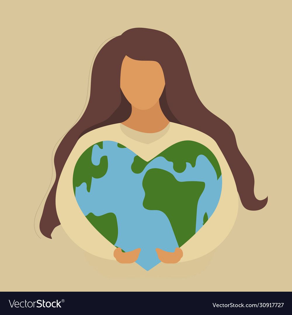 World environment day and earth girl holding Vector Image