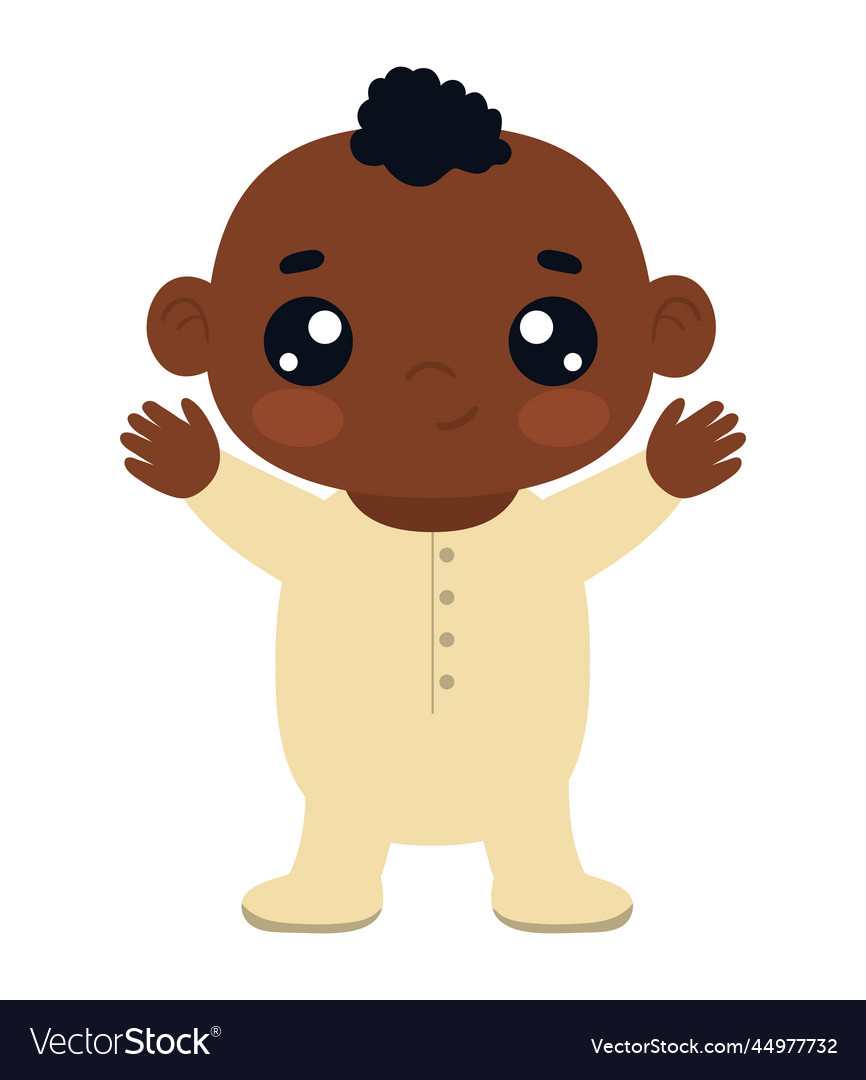 Afro baby boy kawaii Royalty Free Vector Image