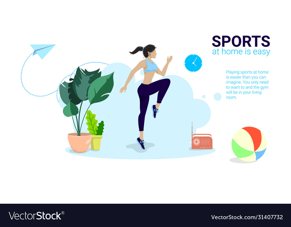 Athletic female character exercising fitness