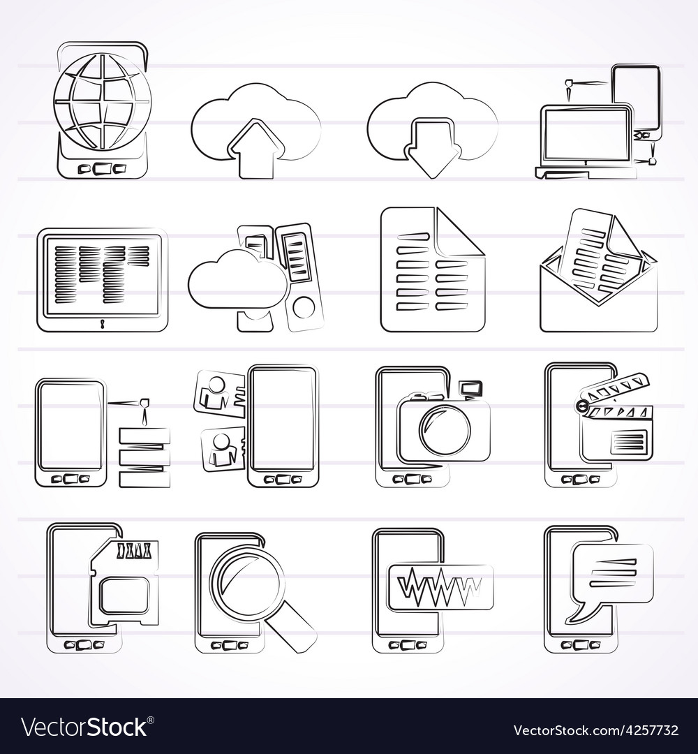 Connection communication and mobile phone icons