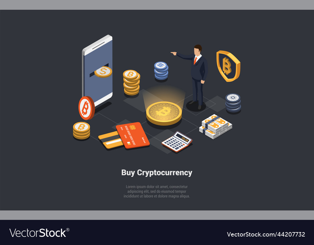 Cryptocurrency transaction concept and blockchain vector image Cryptocurrency transaction concept and blockchain