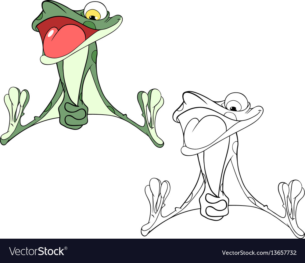 Cute green frog cartoon character