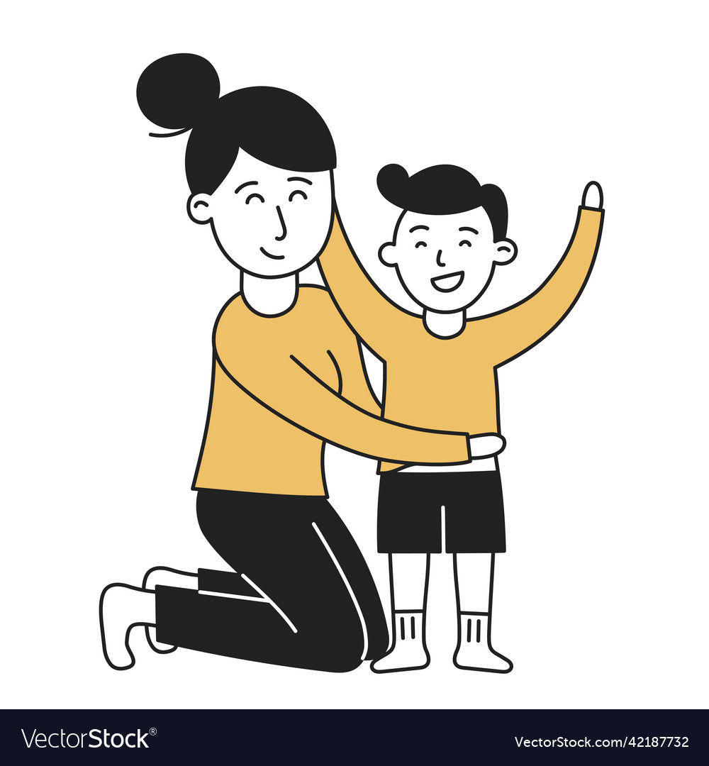 Dressing up hand drawn kid and family doodle icon
