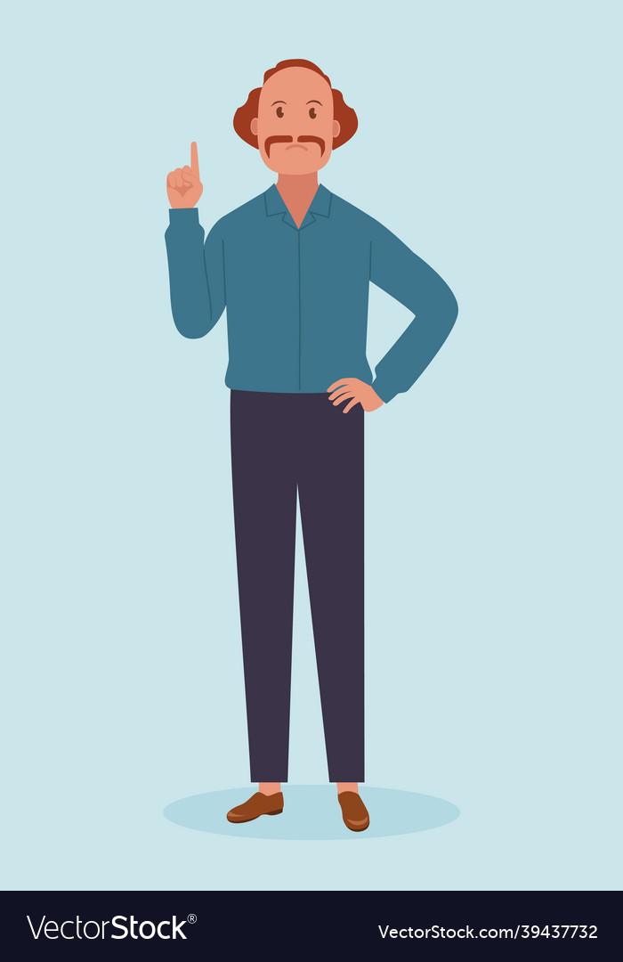 Man points up with his index finger