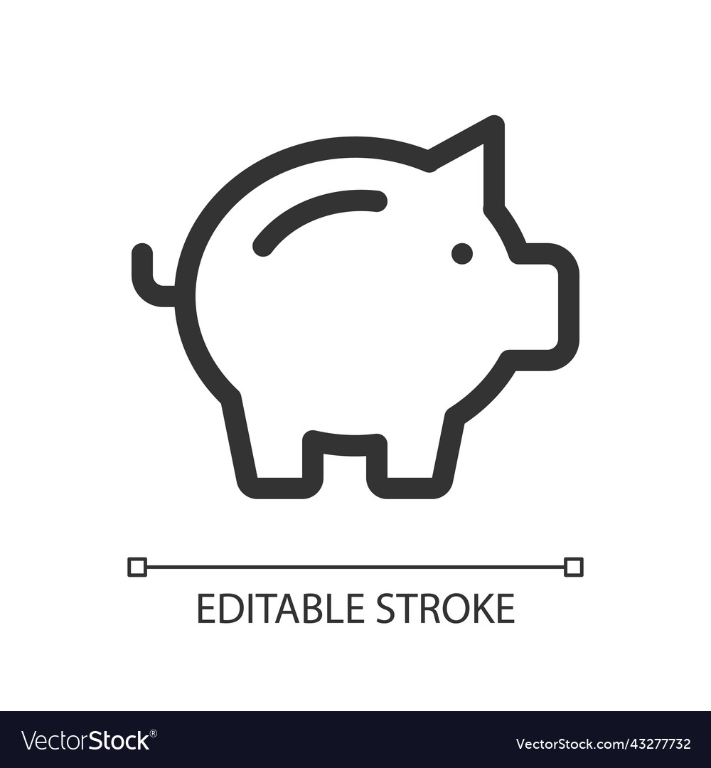 Piggy bank pixel perfect linear ui icon vector image Piggy bank pixel perfect linear ui icon