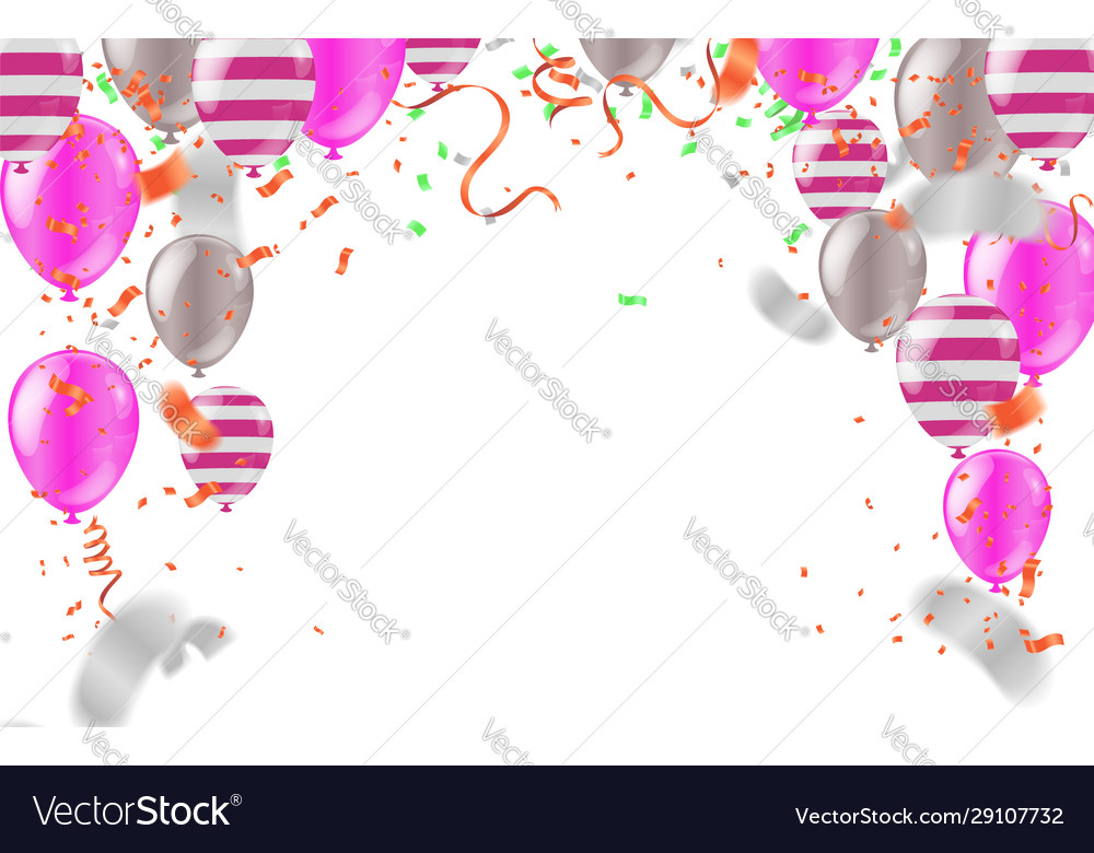 Pink and white balloons and on background Vector Image