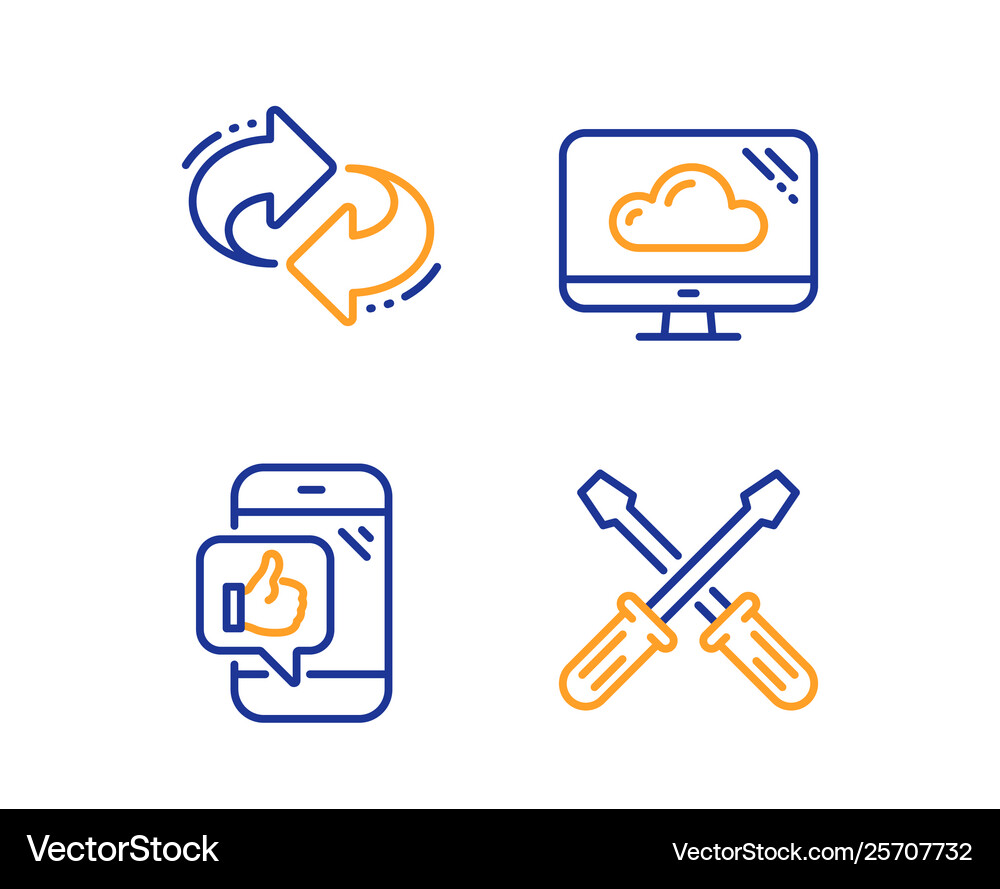 Refresh cloud storage and mobile like icons set Vector Image