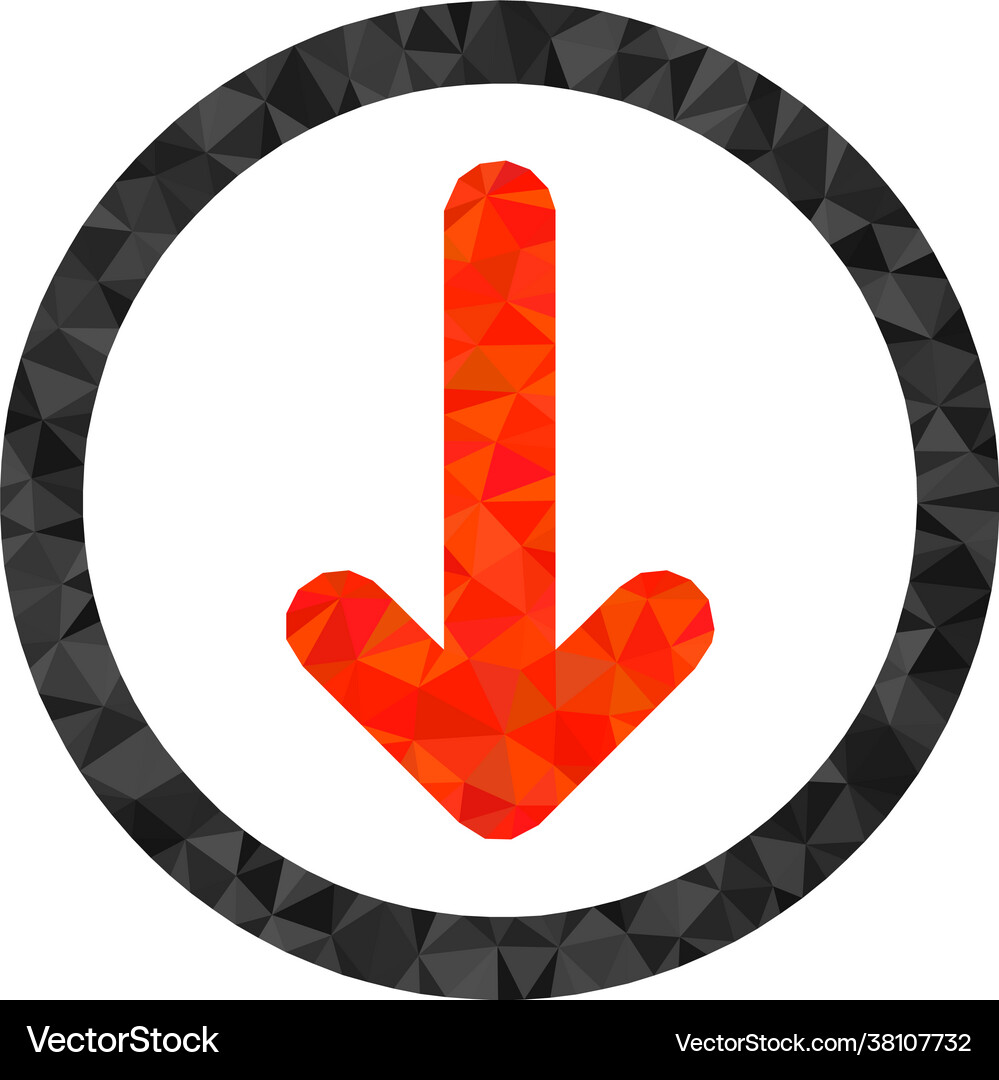 Rounded down arrow lowpoly icon Royalty Free Vector Image