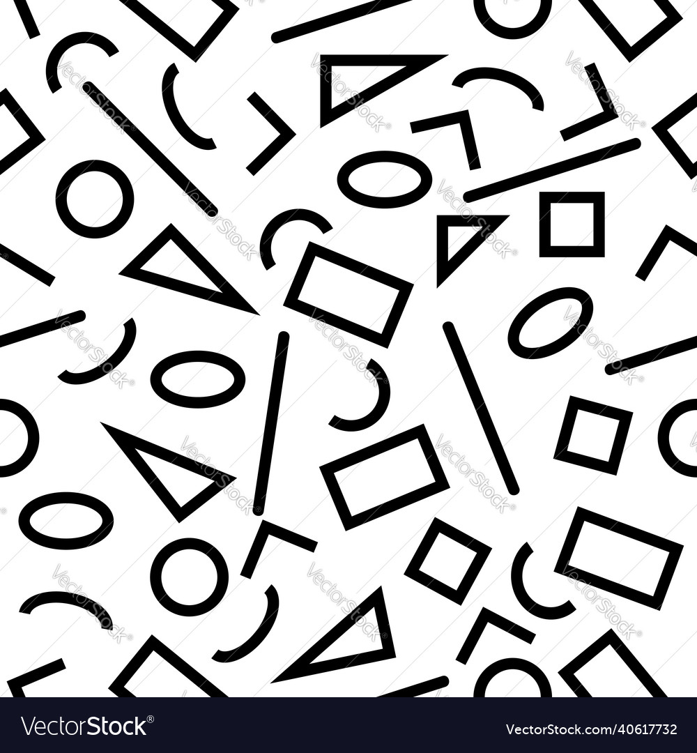 Seamless pattern basic shape black background Vector Image Seamless pattern basic shape black background