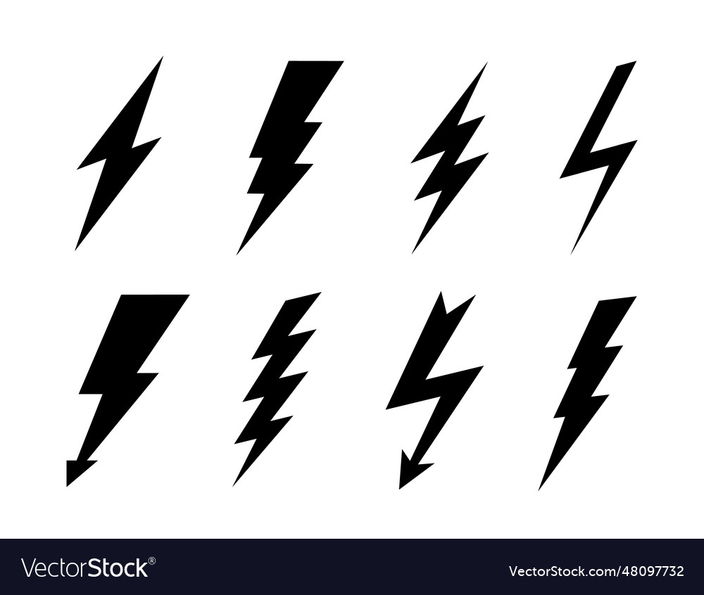 Set lightning bolt Royalty Free Vector Image VectorStock