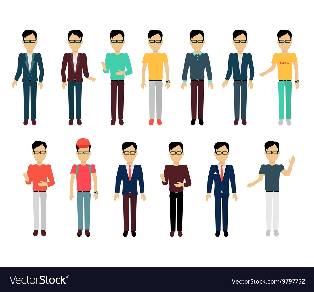 Set of man characters template Royalty Free Vector Image