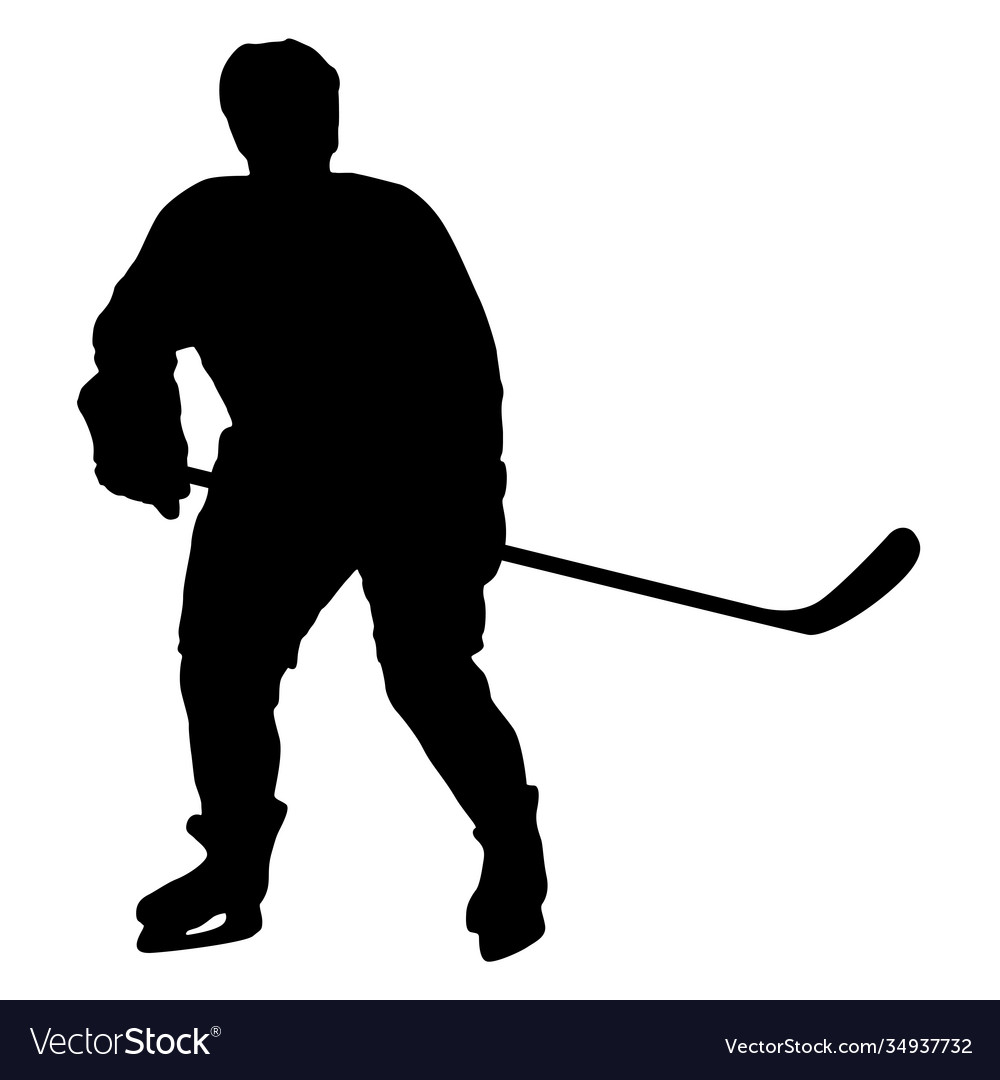 Silhouette Hockey-Spieler auf weißem Hintergrund