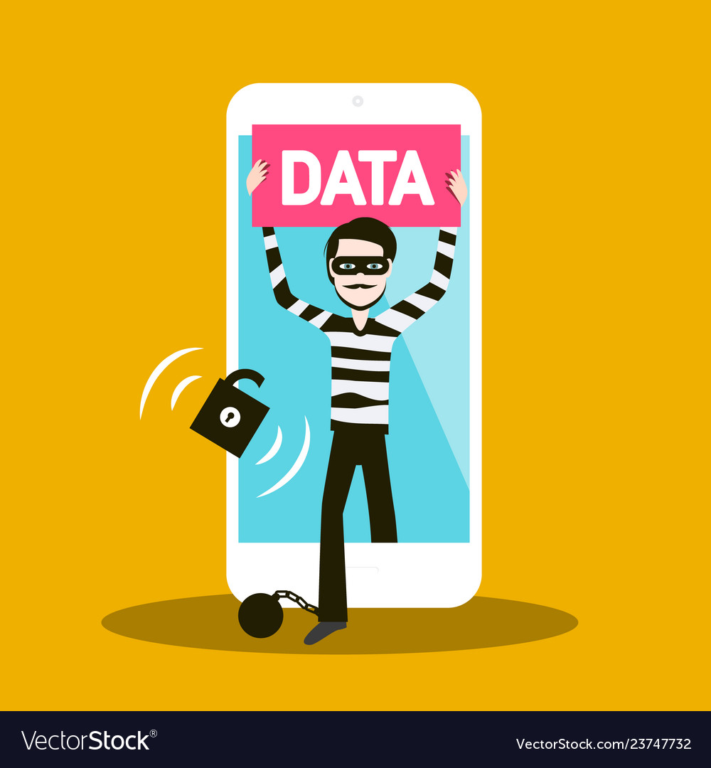 Gespeichertes Datenkonzept mit Dieb entsperrtes Passwort vector image Gespeichertes Datenkonzept mit Dieb entsperrtes Passwort