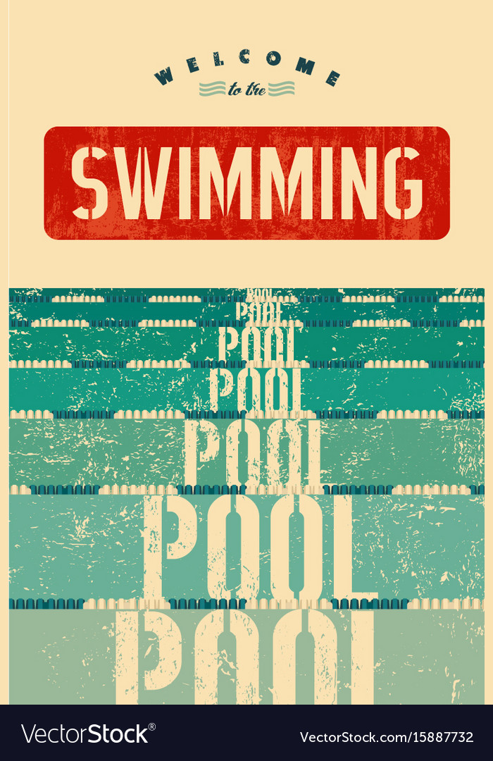 Swimming pool typographical vintage grunge poster Vector Image