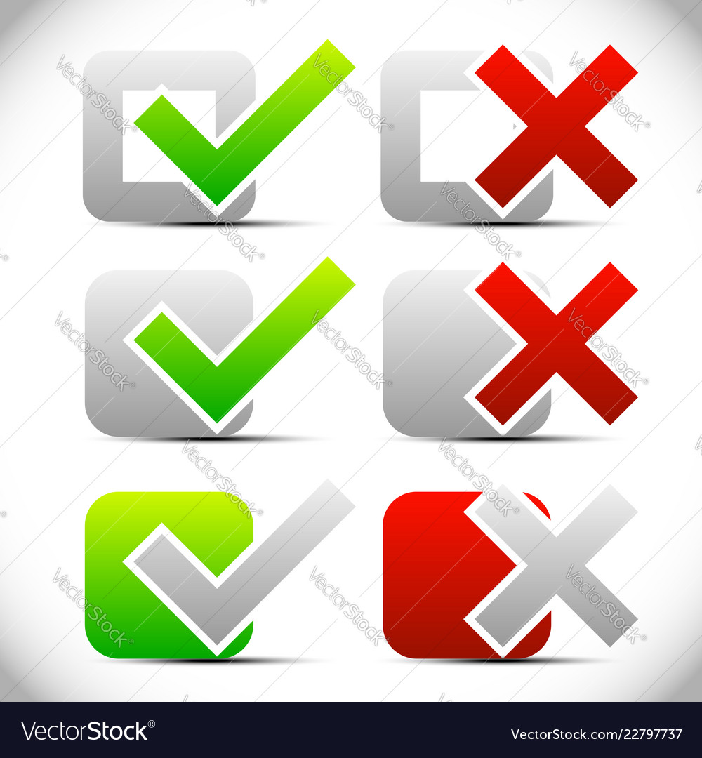 Checkmark cross symbols checkboxes