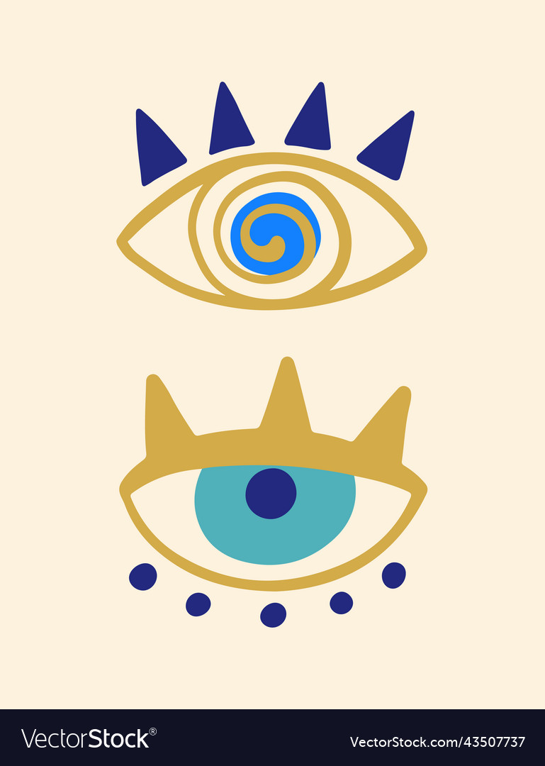 Evil eye ethnic wall art template Royalty Free Vector Image