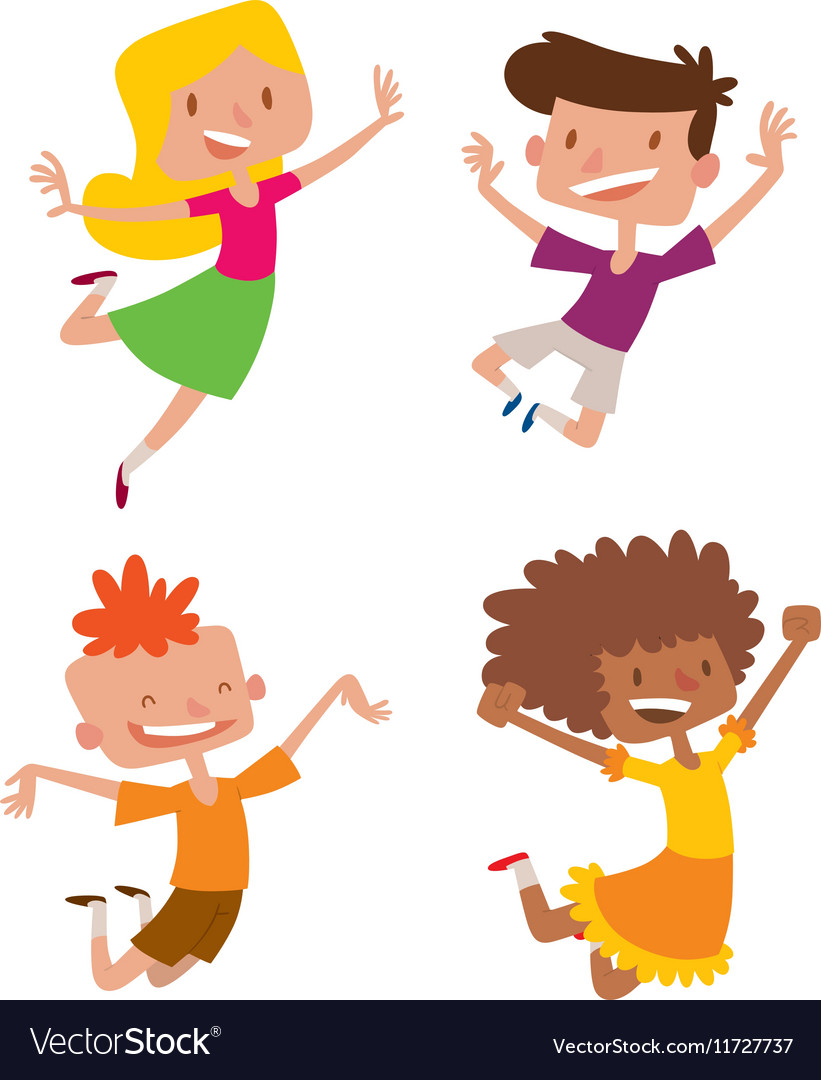 Happy children in different positions set