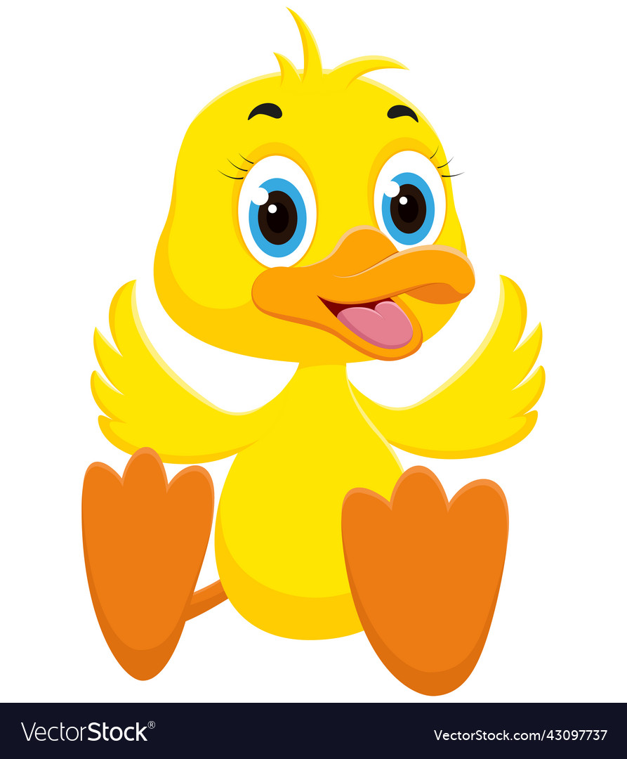 Happy duck cartoon isolated on white Royalty Free Vector