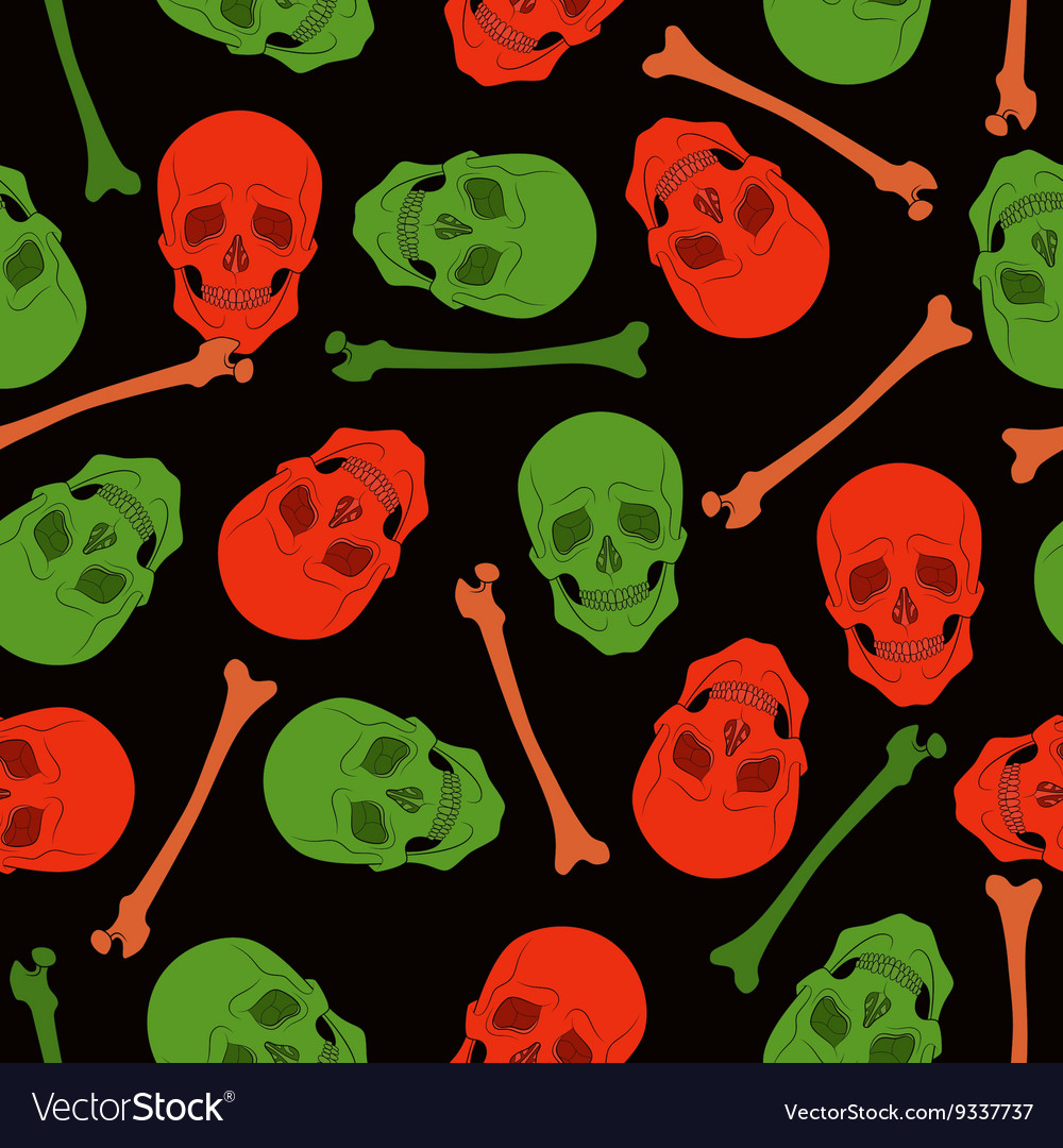 Multicolor seamless pattern with skulls